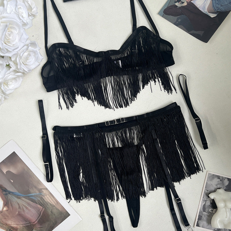 Mesh tassel underwear set