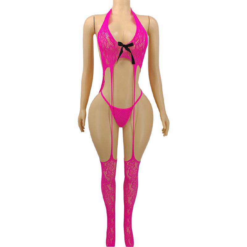 Lace hollowed-out uniform jumpsuit