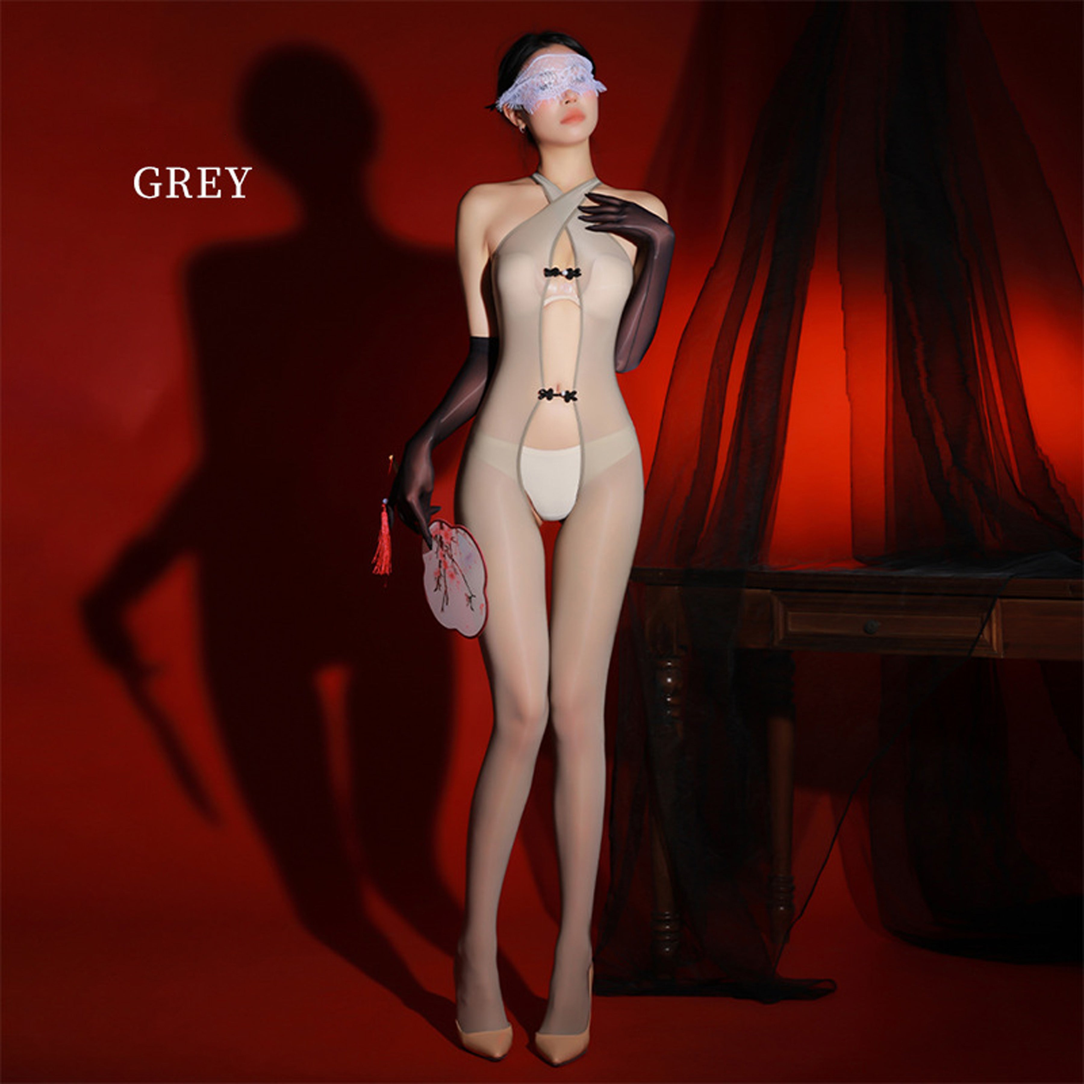 6D shiny cross crotch jumpsuit
