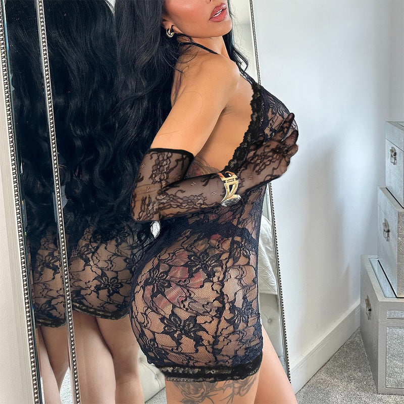 New see-through jacquard lace suit