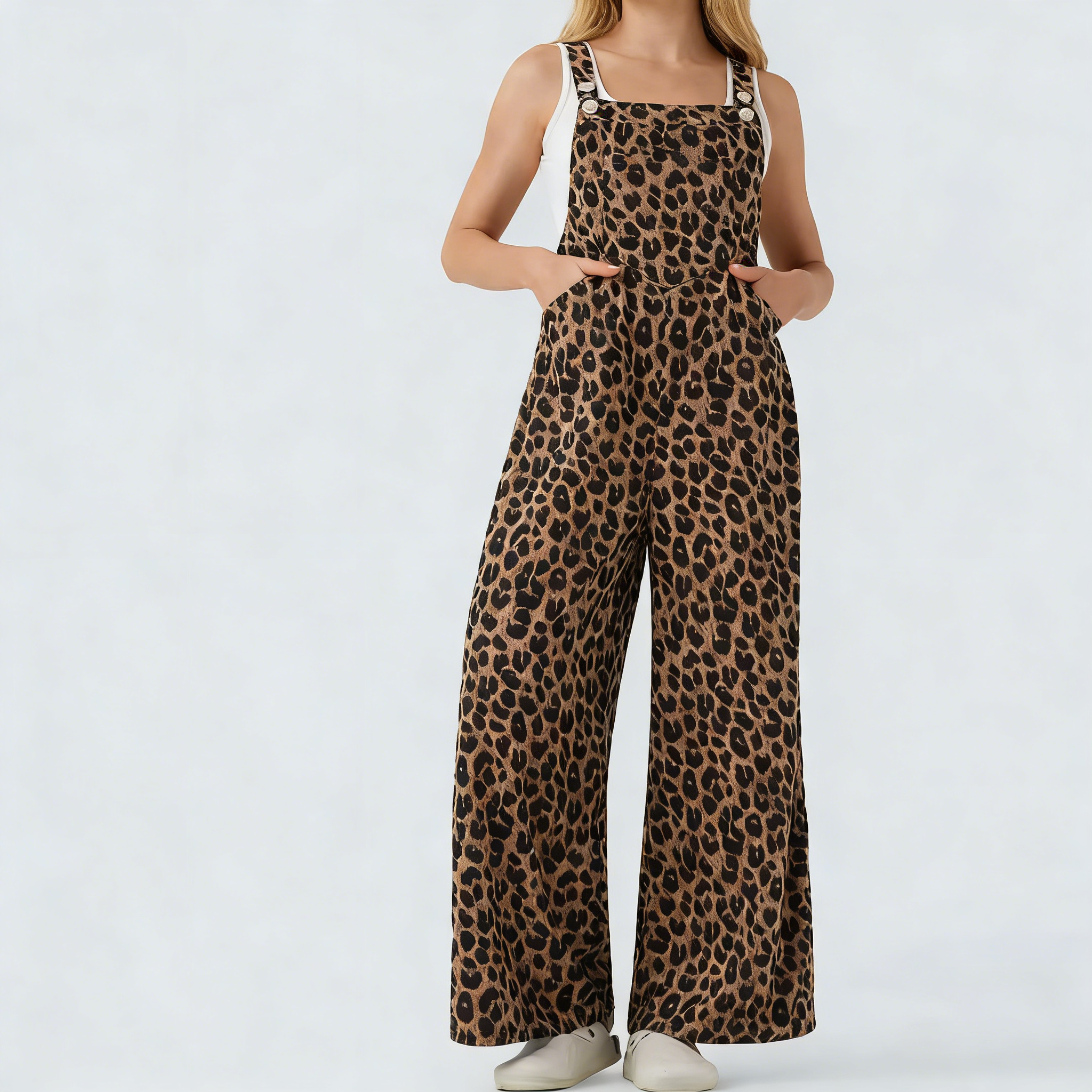 Leopard print overalls
