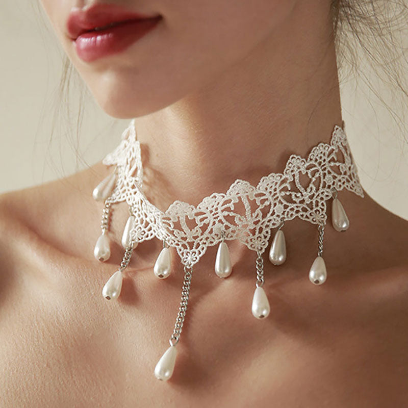 Lace suspender lace bridal dress
