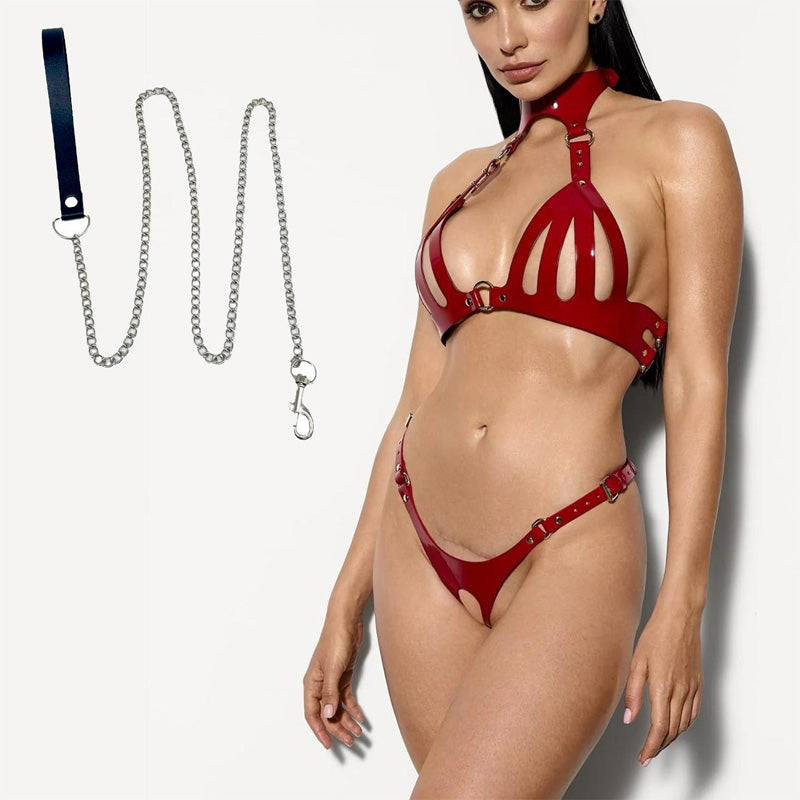 Pu leather bondage clothes