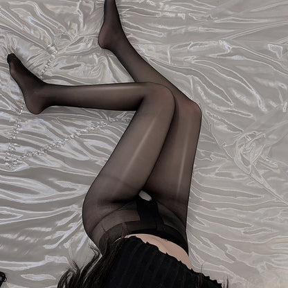 Reversible crotchless shiny pantyhose