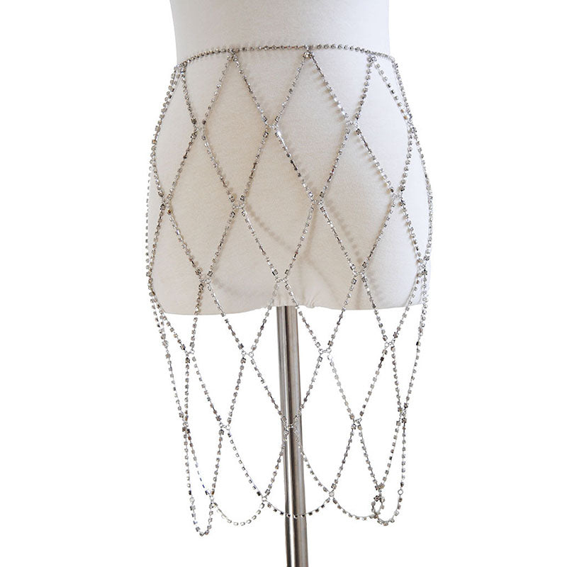 Fishnet rhinestone skirt