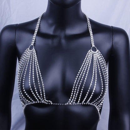 Heart-shaped rhinestone body chain