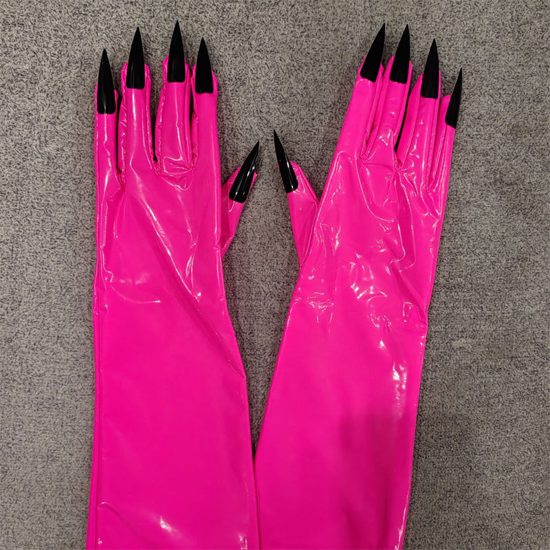 Long nail polish gloves