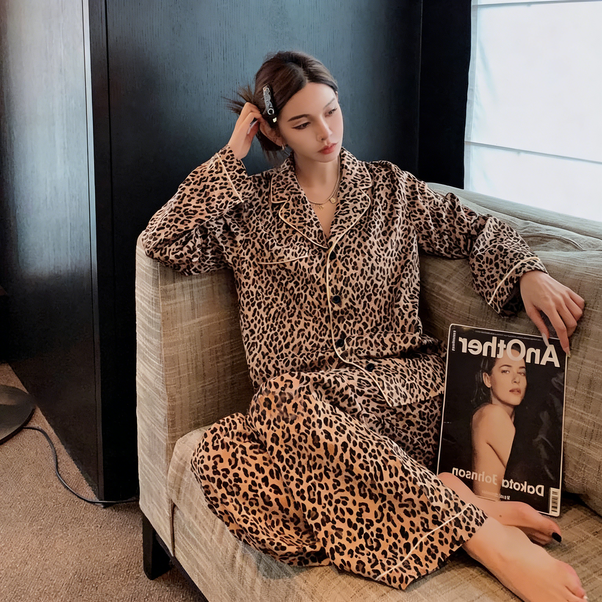 Leopard print pajama set