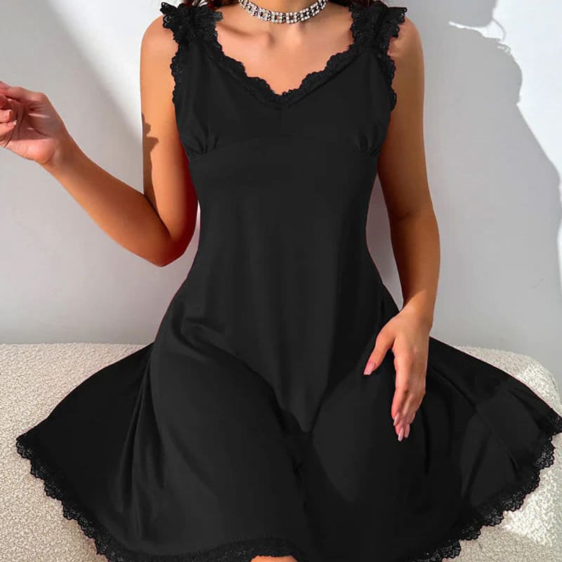 New lace-trimmed slip dress