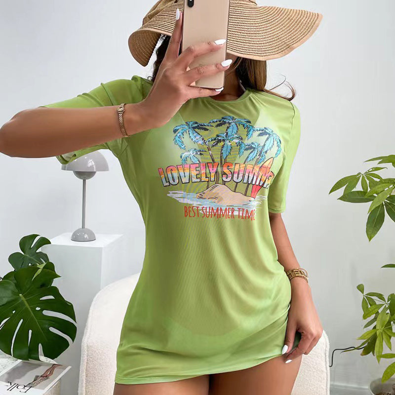 Short-sleeved sun protection shirt bikini swimsuit