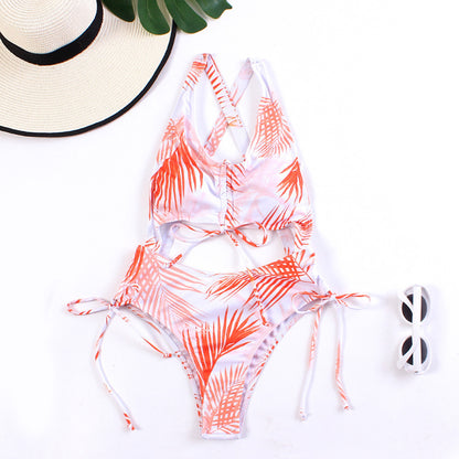 Floral cross one-piece swimsuit