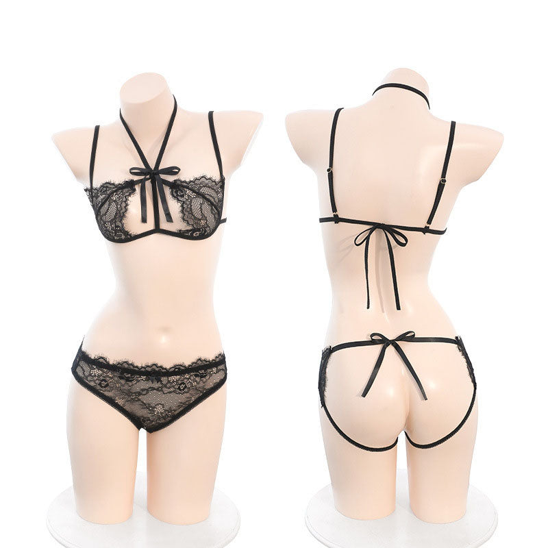 Lace open crotch three-point underwear set