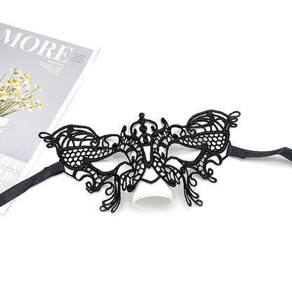 Strap-on masquerade black lace mask