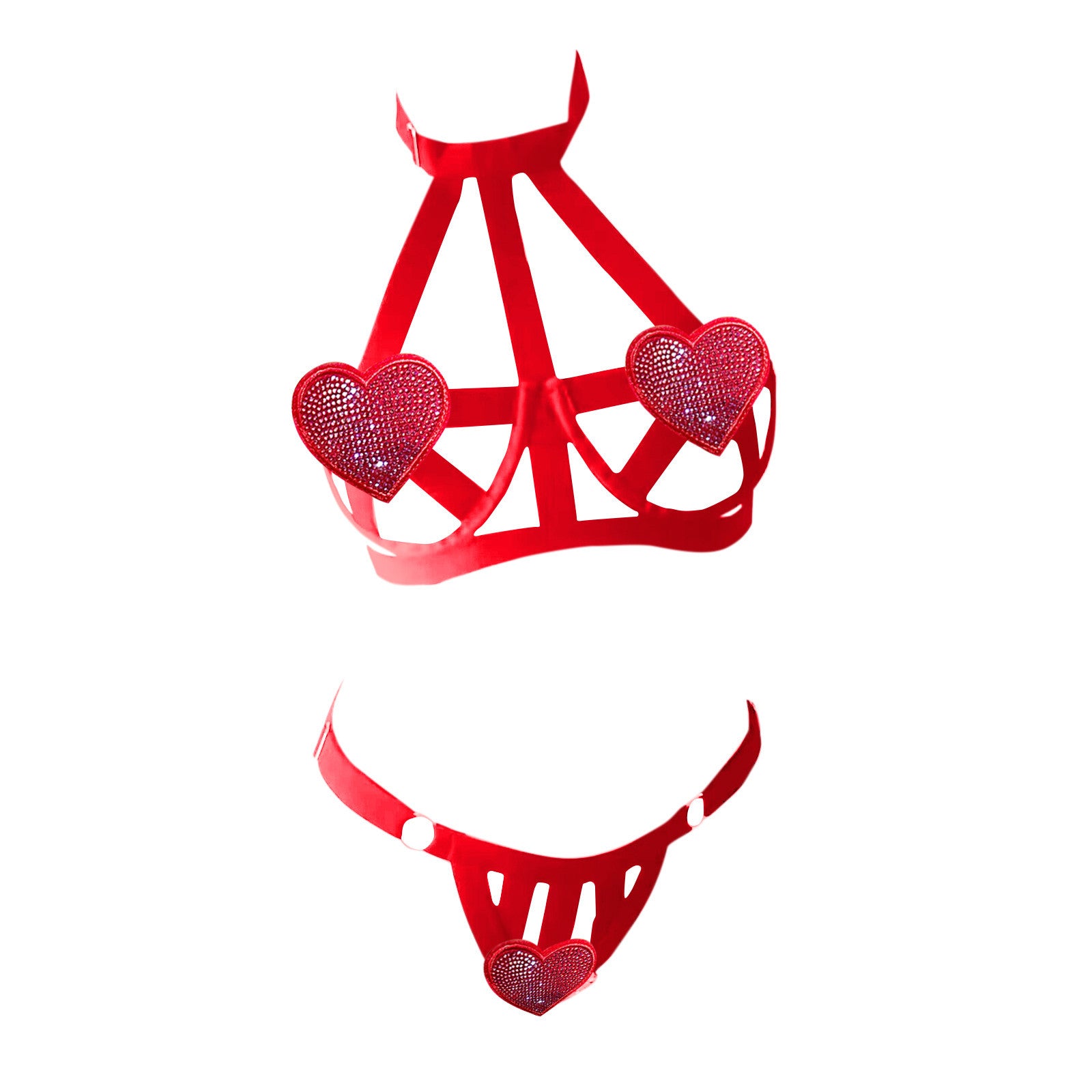 Heart-shaped hot diamond bra with straps
