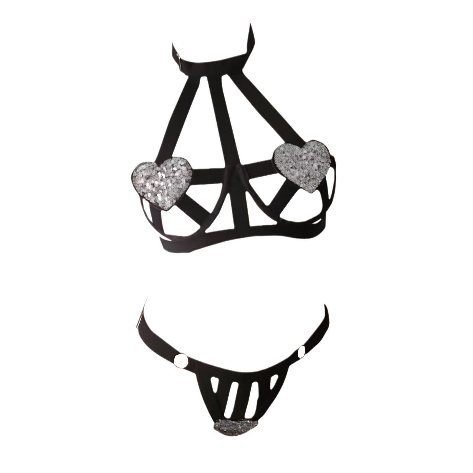 Heart-shaped hot diamond bra with straps