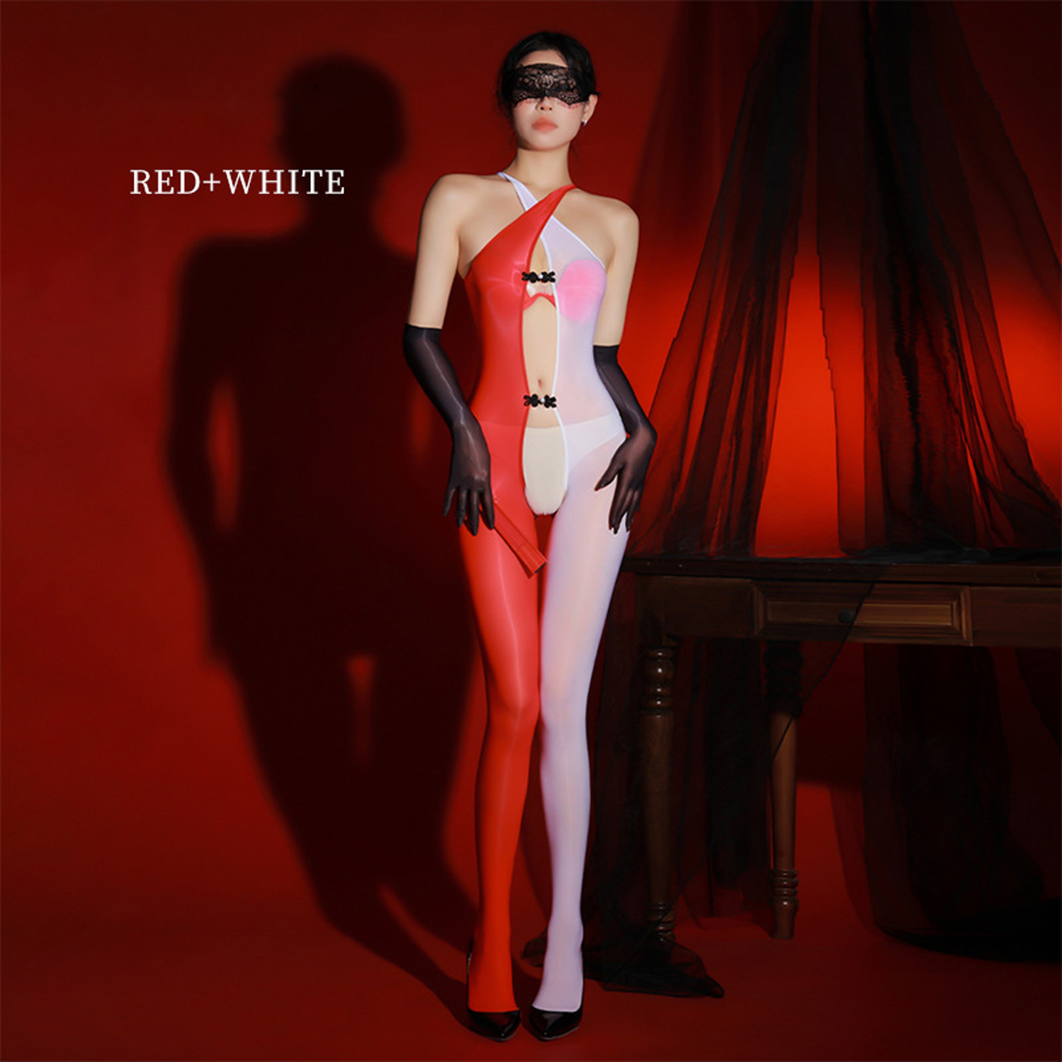 6D shiny cross crotch jumpsuit
