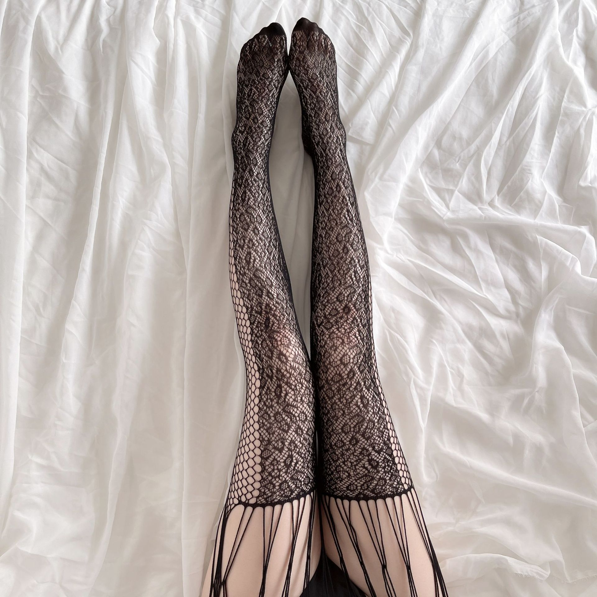 New lace-up hollow fishnet stockings