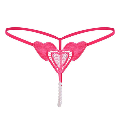 G002 Pearl Love Embroidery Sexy Women's Thong