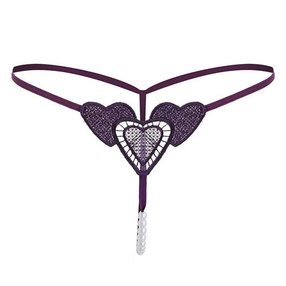 G002 Pearl Love Embroidery Sexy Women's Thong