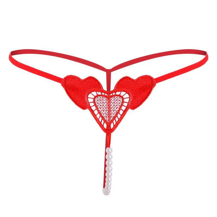 G002 Pearl Love Embroidery Sexy Women's Thong