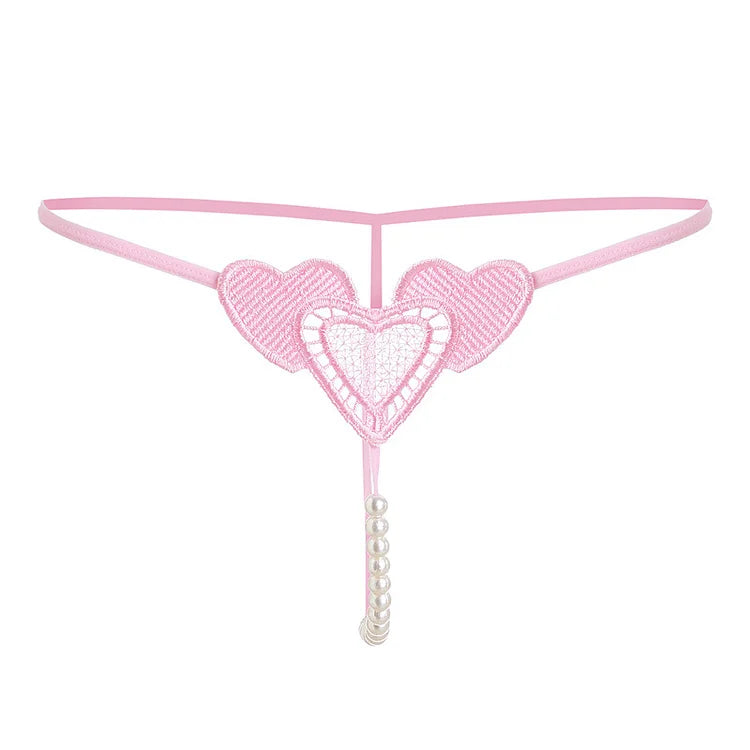 G002 Pearl Love Embroidery Sexy Women's Thong