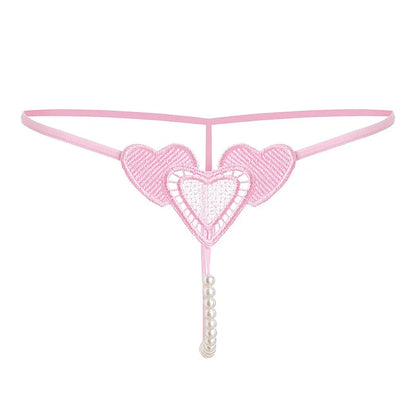 G002 Pearl Love Embroidery Sexy Women's Thong