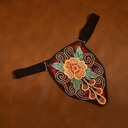 G025 Embroidered Floral Thong