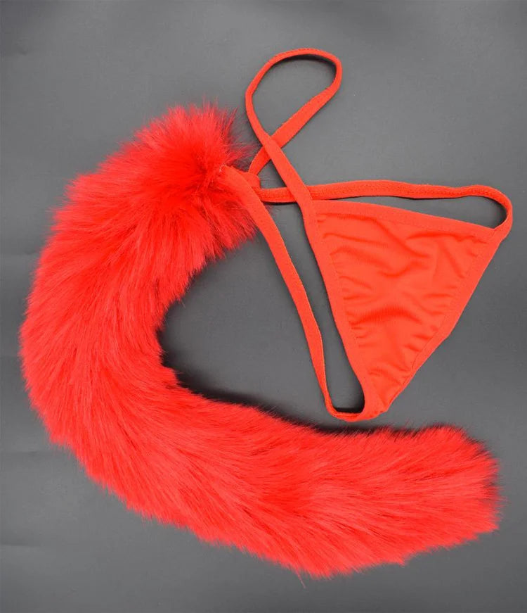 G031 Wearable Fox Tail Thong