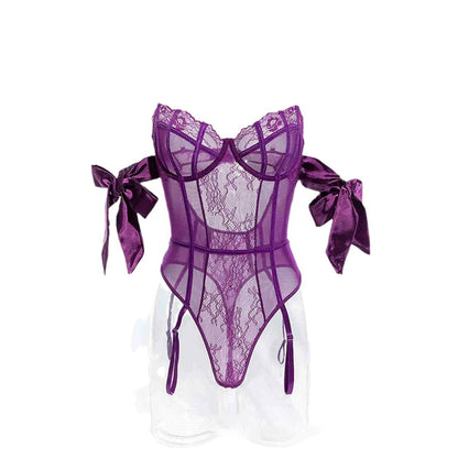 Purple lace bodysuit pure desire uniform