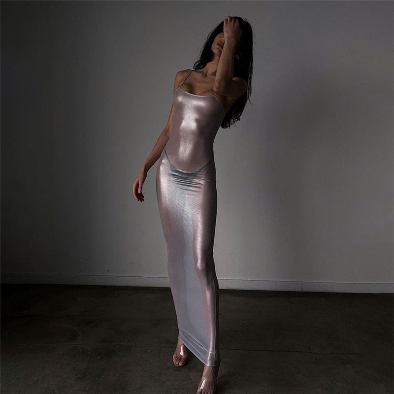 New see-through silver-strap dress