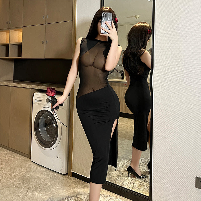 Hollow cheongsam sexy dress
