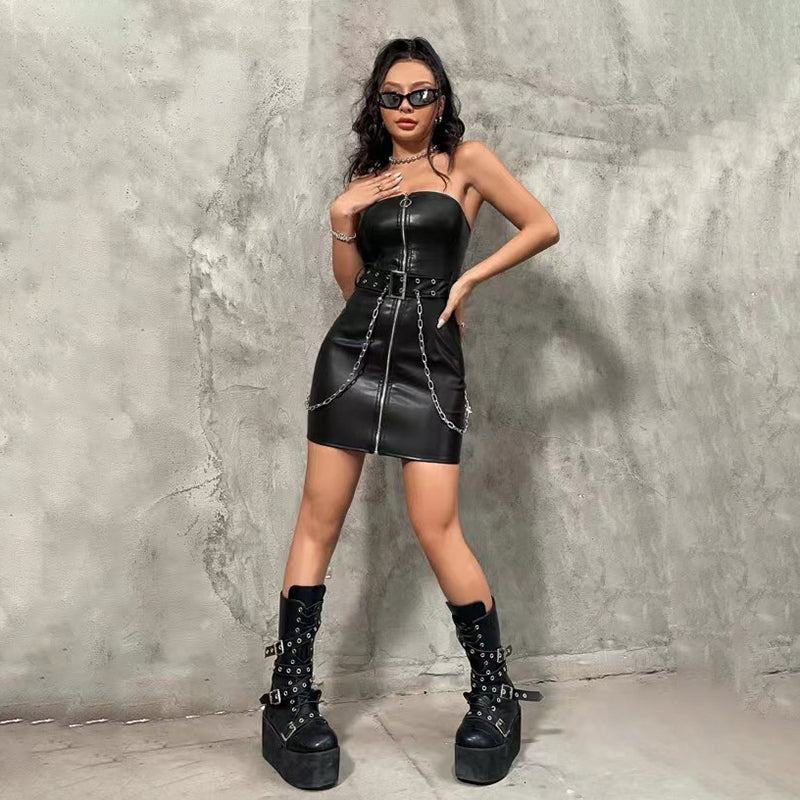 Sexy leather PU patent leather bodysuit