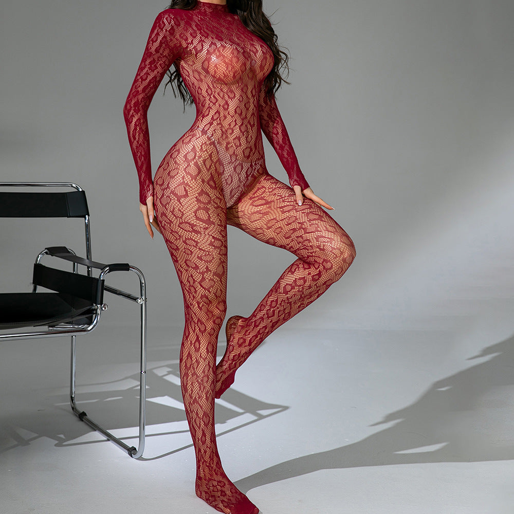 Long sleeve one piece fishnet stockings