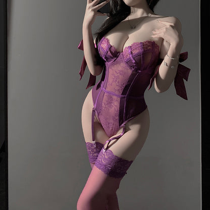 Purple lace bodysuit pure desire uniform