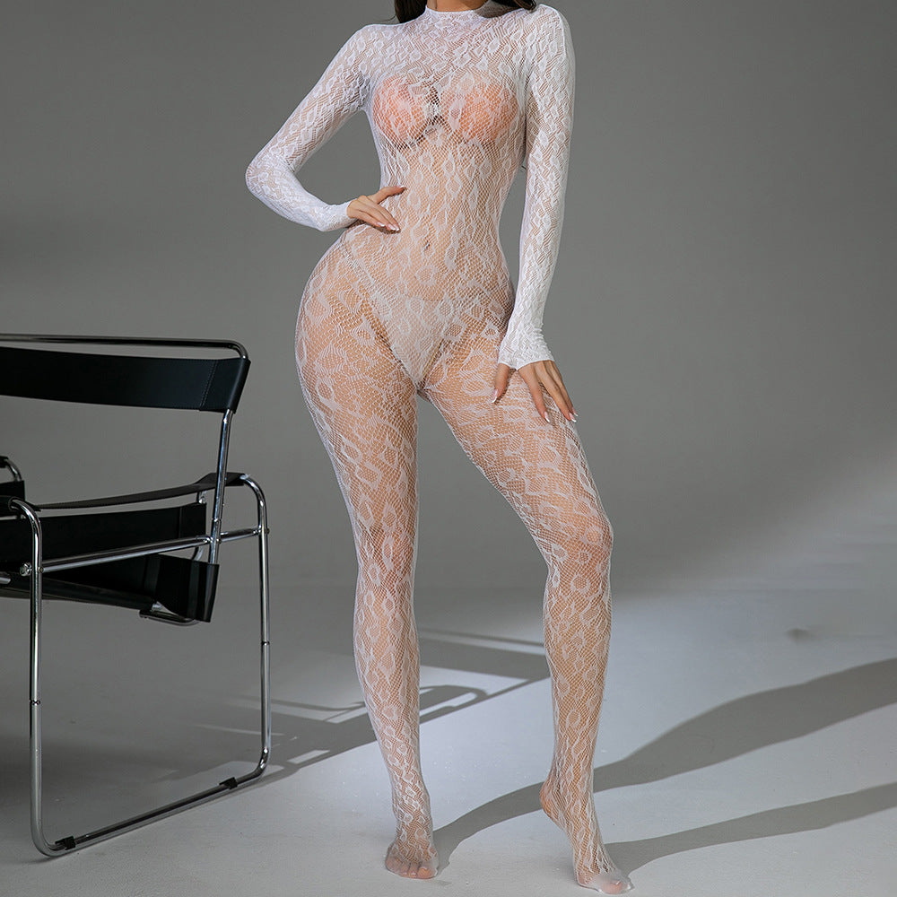 Long sleeve one piece fishnet stockings
