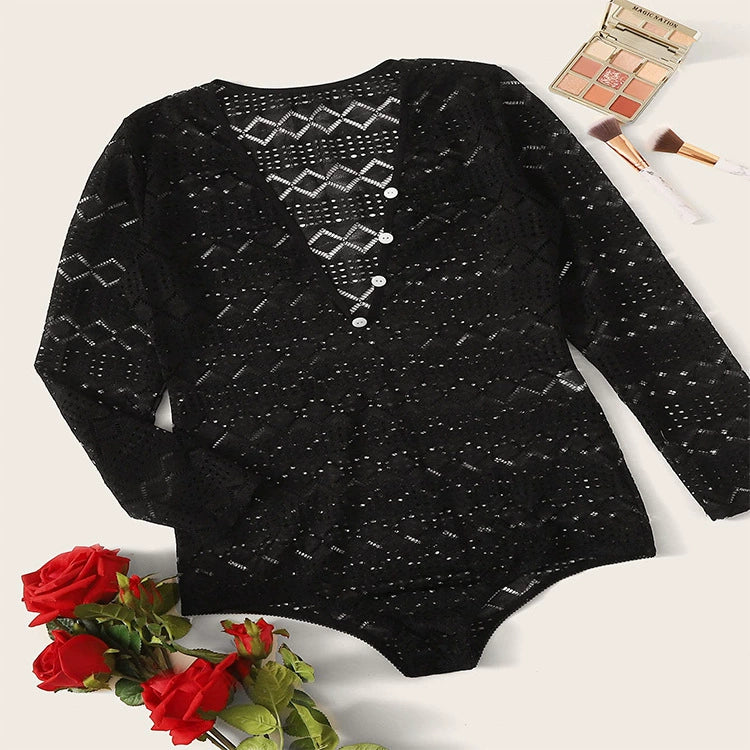 Hollow lace see-through jumpsuit