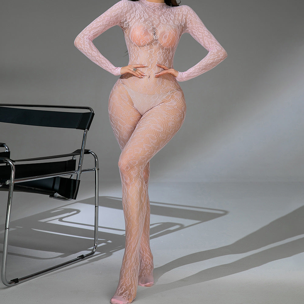 Long sleeve one piece fishnet stockings