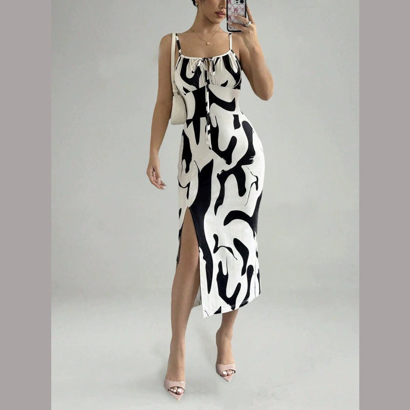 Printed slip dress