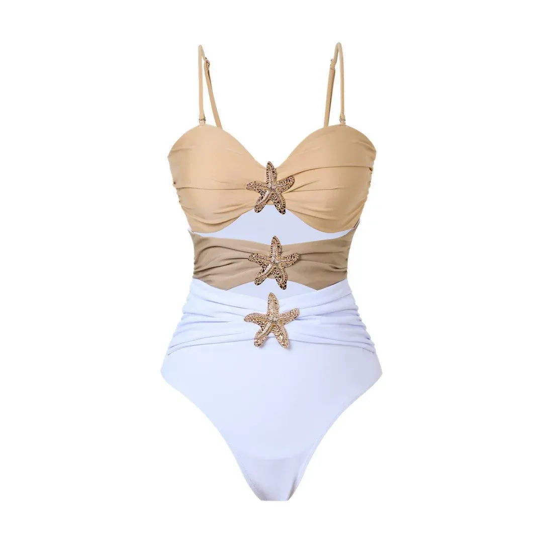 Hollow Metal Five-Star One-Piece Swimsuit